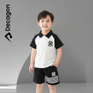 Kids Premium PK Polo Set | NY Print-Black