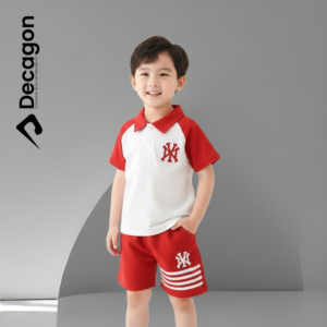 Kids Premium PK Polo Set | NY Print-Red