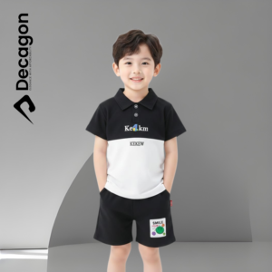 Kids Premium PK Polo Set | SMILE Print-Black