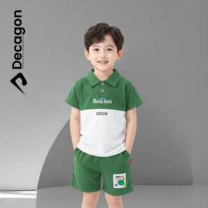 Kids Premium PK Polo Set | SMILE Print-Green