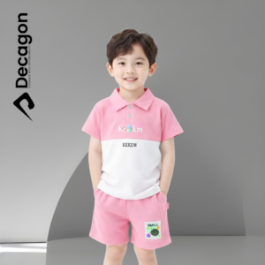 Kids Premium PK Polo Set | SMILE Print-Pink