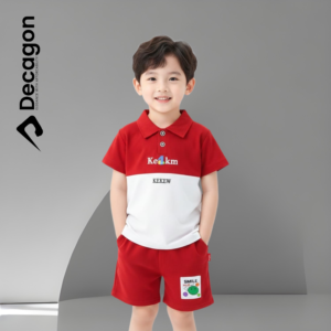 Kids Premium PK Polo Set | SMILE Print-Red