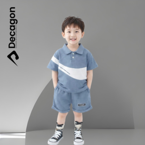 Kids Premium PK Polo Set | NIKE Print-Dusty Blue