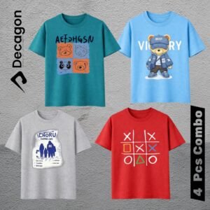 4 Pcs Combo_ Decagon Kids DTF Printed T-shirt | C5