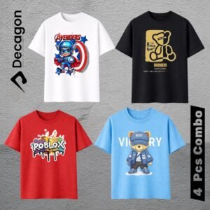4 Pcs Combo_ Decagon Kids DTF Printed T-shirt | C2