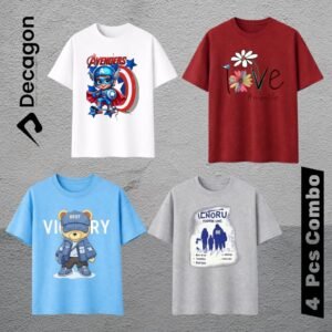 4 Pcs Combo_ Decagon Kids DTF Printed T-shirt | C3