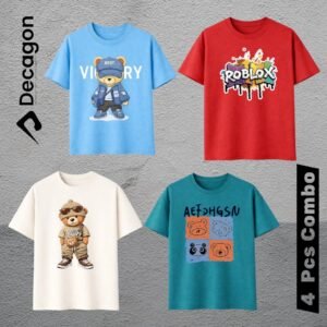 4 Pcs Combo_ Decagon Kids DTF Printed T-shirt | C4