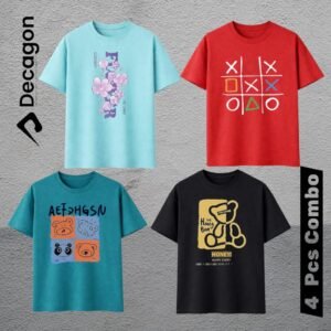 4 Pcs Combo_ Decagon Kids DTF Printed T-shirt | C10
