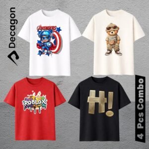 4 Pcs Combo_ Decagon Kids DTF Printed T-shirt | C6