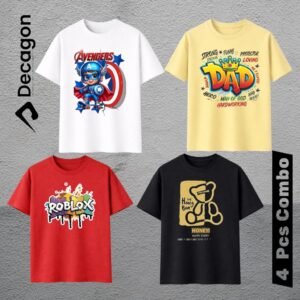 4 Pcs Combo_ Decagon Kids DTF Printed T-shirt | C9