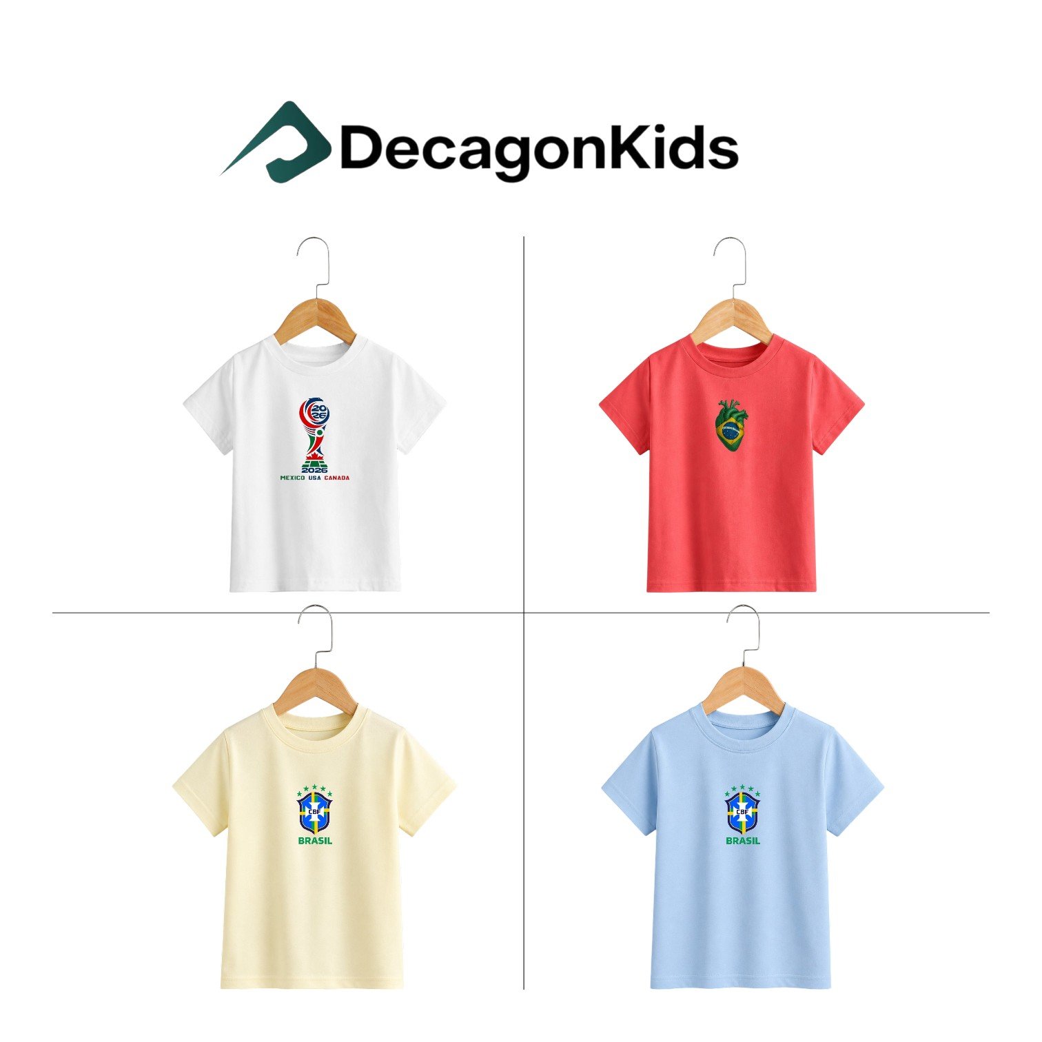 4 Pcs Combo_ Brazil World Cup 2026 Kids Collection | DTF Printed T-shirt | C4
