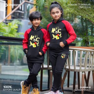 Kids Printed Hoodie and Tracksuit Set | Mickey Print_ Black