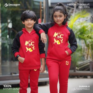 Kids Printed Hoodie and Tracksuit Set | Mickey Print_ Red