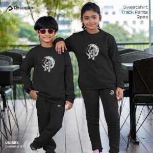 Kids Sweatshirt and Pant Set | Moon Print_Black