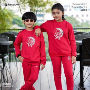 Kids Sweatshirt and Pant Set | Moon Print_Red